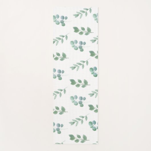 Waterverf Green Leaf Pattern – Elegant Botanisch Yogamat (Voorkant)