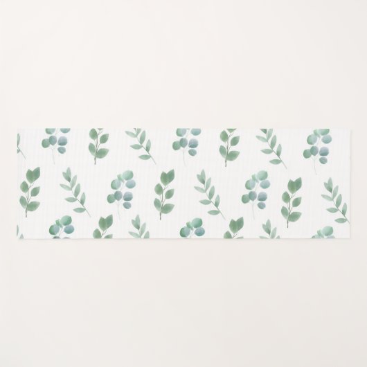 Waterverf Green Leaf Pattern – Elegant Botanisch Yogamat (Voorkant (horizontaal))