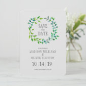 Waterverf Green Leaf Wreath | Datum opslaan Save The Date (Staand voorkant)