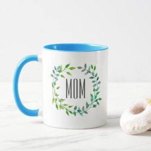 Waterverf Green Leaf Wreath   Moederdag Mok