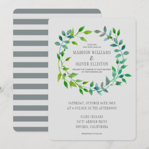 Waterverf Green Leaf Wreath Weddenschap Kaart