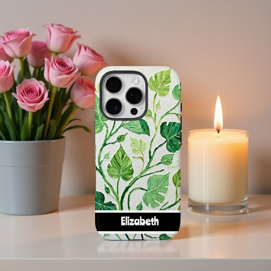 Waterverf Green Leafy Botanical Smartphone Case-Mate iPhone Case