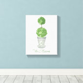 Waterverf Green Monogrammed Topiary Canvas Afdruk (Insitu (Houten vloer))
