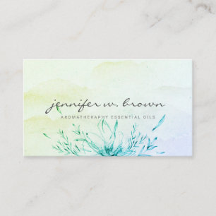 Waterverf Green Ombre Floral Feminine Simple Visitekaartje