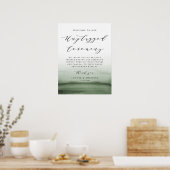 Waterverf Green Ombre Unplugged Wedding Ceremony Poster (Keuken)