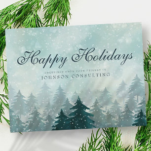 Waterverf Green Pine Trees   Vakantiegroet Briefkaart