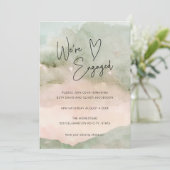 Waterverf Green Pink Heart Verloving Uitnodiging (Staand voorkant)