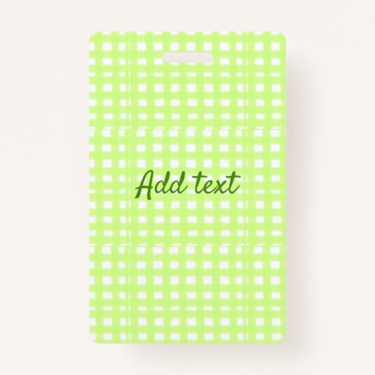 Waterverf Green Plaid Ginham Gepersonaliseerde Voe Badge (Voorkant)