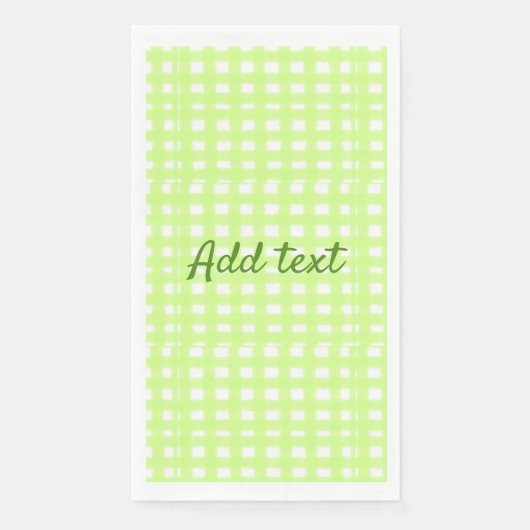 Waterverf Green Plaid Ginham Gepersonaliseerde Voe Servet (Voorkant)