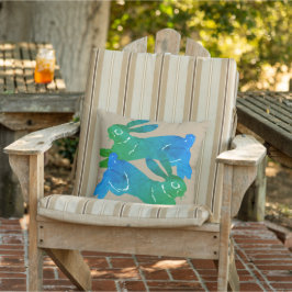 Waterverf Green Rabbit Hare Khaki Animal Pattern Buitenkussen