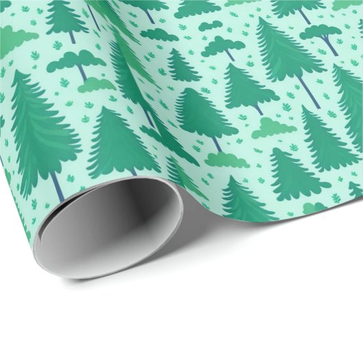 Waterverf Green Trees Pattern Cadeaupapier (Rol Hoek)