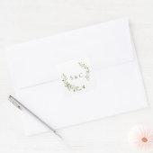Waterverf Green verlaat Monogram Huwelijk Vierkante Sticker (Envelop)