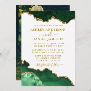 Waterverf Green White Gold Marble Geode Photo Kaart