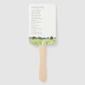 Waterverf Green Winery Vineyard Wedding Programme Handwaaier (Achterkant)