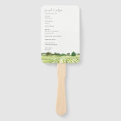 Waterverf Green Winery Vineyard Wedding Programme Handwaaier (Voorkant)