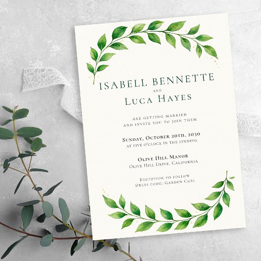 Waterverf Greenery Arch Wedding Invitation Kaart
