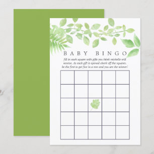 Waterverf Greenery Baby shower Bingo Kaart