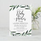 Waterverf Greenery Baby shower Invitation Kaart (Staand voorkant)