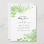 Waterverf Greenery Baby shower Invitation Kaart (Voorkant)