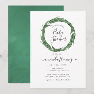 Waterverf Greenery Baby shower Kaart