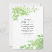 Waterverf Greenery Baby shower Kaart (Voorkant)