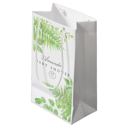 Waterverf Greenery Baby shower Klein Cadeauzakje (Voorkant Gekanteld)