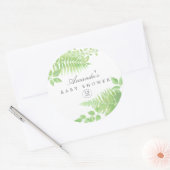 Waterverf Greenery Baby shower Ronde Sticker (Envelop)