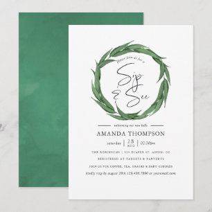 Waterverf Greenery Baby Sip en Zie Kaart