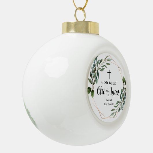 Waterverf Greenery Baptism Ceramic Ball Ornament (Links)