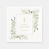 Waterverf Greenery Baptism Christening Servet (Voorkant)