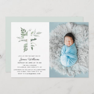waterverf greenery Baptism fotouitnodiging Kaart