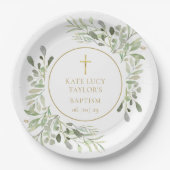 Waterverf Greenery Baptisme | Christening Papieren Bordje (Voorkant)