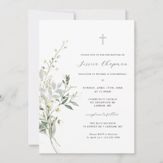 Waterverf Greenery Baptisme Kaart (Voorkant)