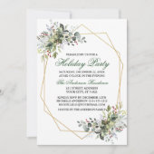 Waterverf Greenery Berries Gold Holiday Kaart (Voorkant)