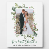 Waterverf Greenery Berries kerstfoto Fotoplaat (Voorkant)