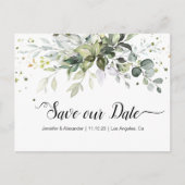 Waterverf Greenery Bewaar de datum Briefkaart (Voorkant)