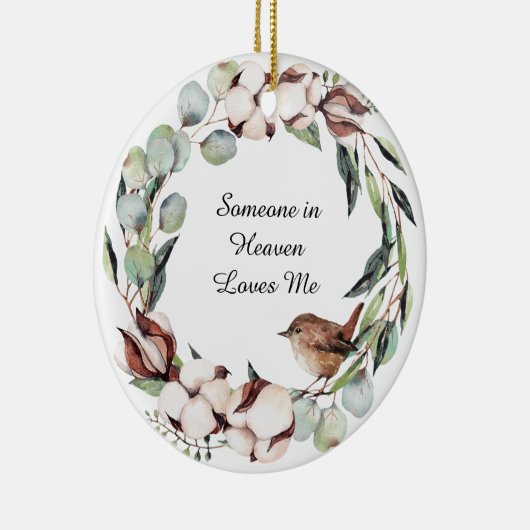 Waterverf Greenery Bird Wreath Memorial Keepomwill Keramisch Ornament (Rechts)