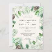 Waterverf Greenery Bloemen Winterbruiloft Kaart (Voorkant)