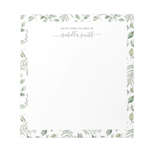 Waterverf Greenery botanische bladeren Notitieblok (Voorkant)