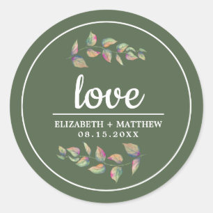 Waterverf Greenery Branches Green Wedding Ronde Sticker