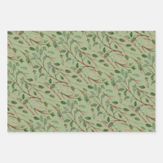Waterverf Greenery Branches Inpakpapier Vel (Voorkant)