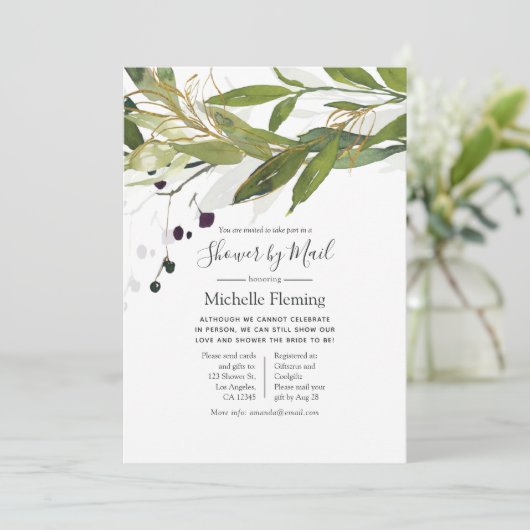 Waterverf Greenery Bruids of Baby shower per Mail Kaart (Staand voorkant)