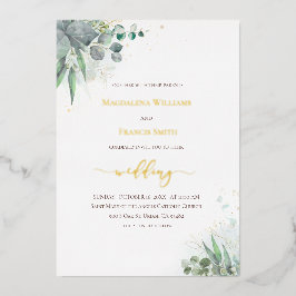 waterverf greenery bruiloft Folie uitnodiging