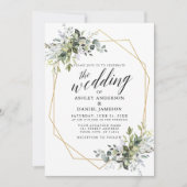 Waterverf Greenery Calligraphy Geometric Wedding Kaart (Voorkant)