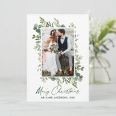 Waterverf Greenery Calligraphy Green Ink Wedding Feestdagenkaart (Staand voorkant)