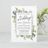 Waterverf Greenery Calligraphy Wedding Photo Kaart (Staand voorkant)