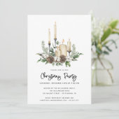 Waterverf Greenery Candles Kerstparty nodigt uit (Staand voorkant)
