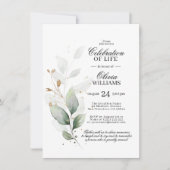 Waterverf Greenery Celebration of Life Invitation Kaart (Voorkant)