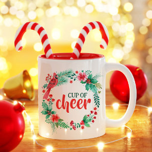 Waterverf Greenery Christmas Cup of Cheer Tweekleurige Koffiemok