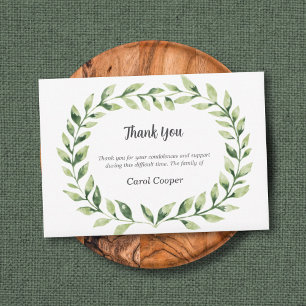 Waterverf Greenery Circle Foliage Funeral Bedankkaart